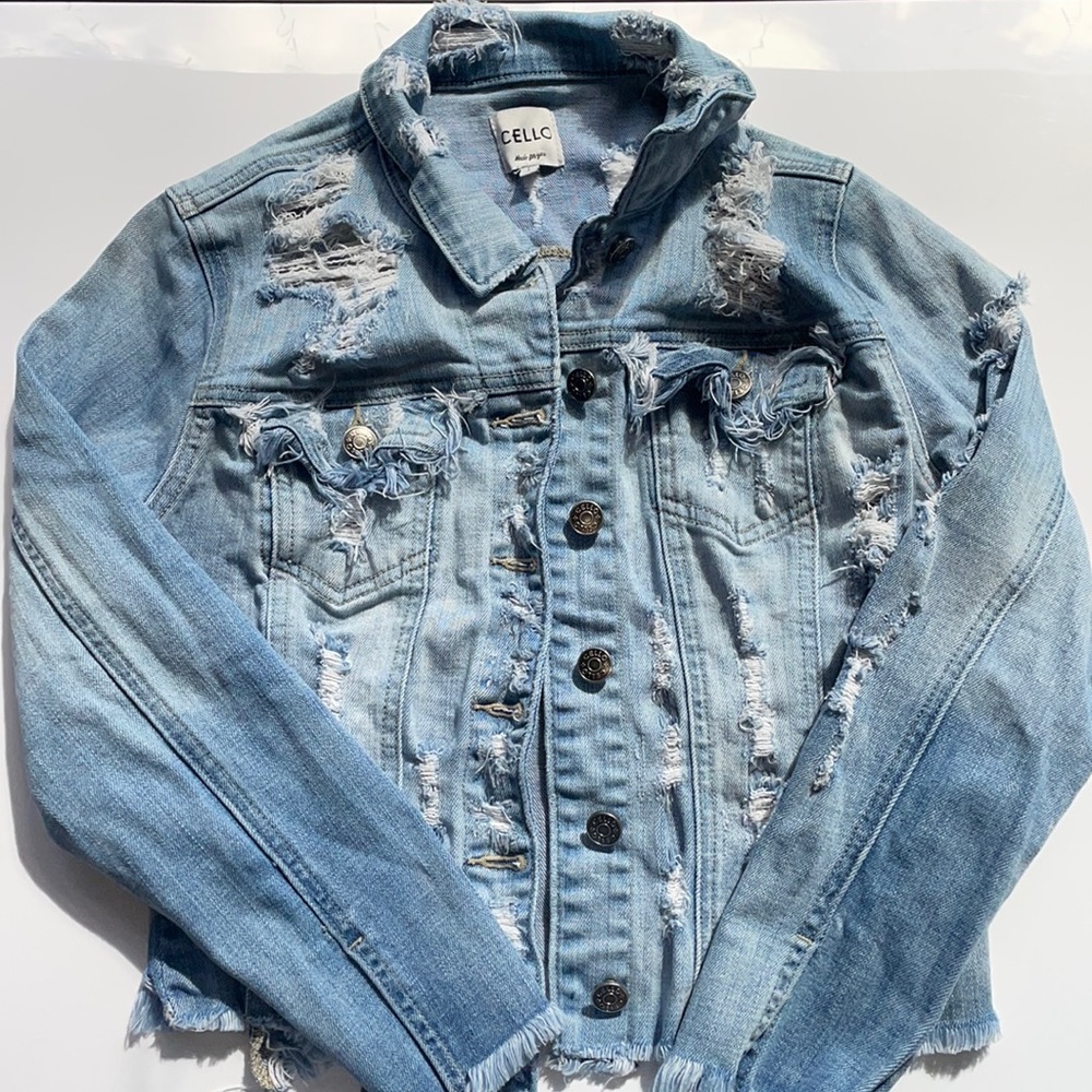 Cello Light Blue Distressed Kids Denim Jean Jacket